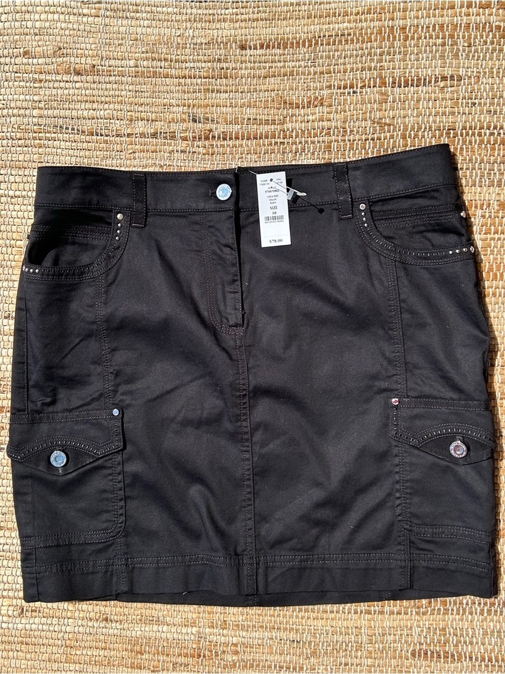 NWT WHBM s10 Black Women’s Cargo Mini Skirt-cotton/spandex-MSRP $78